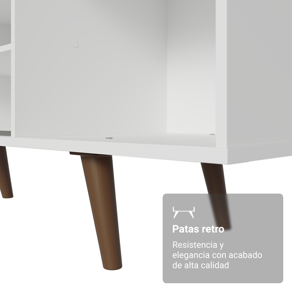 Centro de Entretenimiento Mesa para TV Dubai Hasta 65 Pulgadas Blanco/Marrón (Patas Marrón)