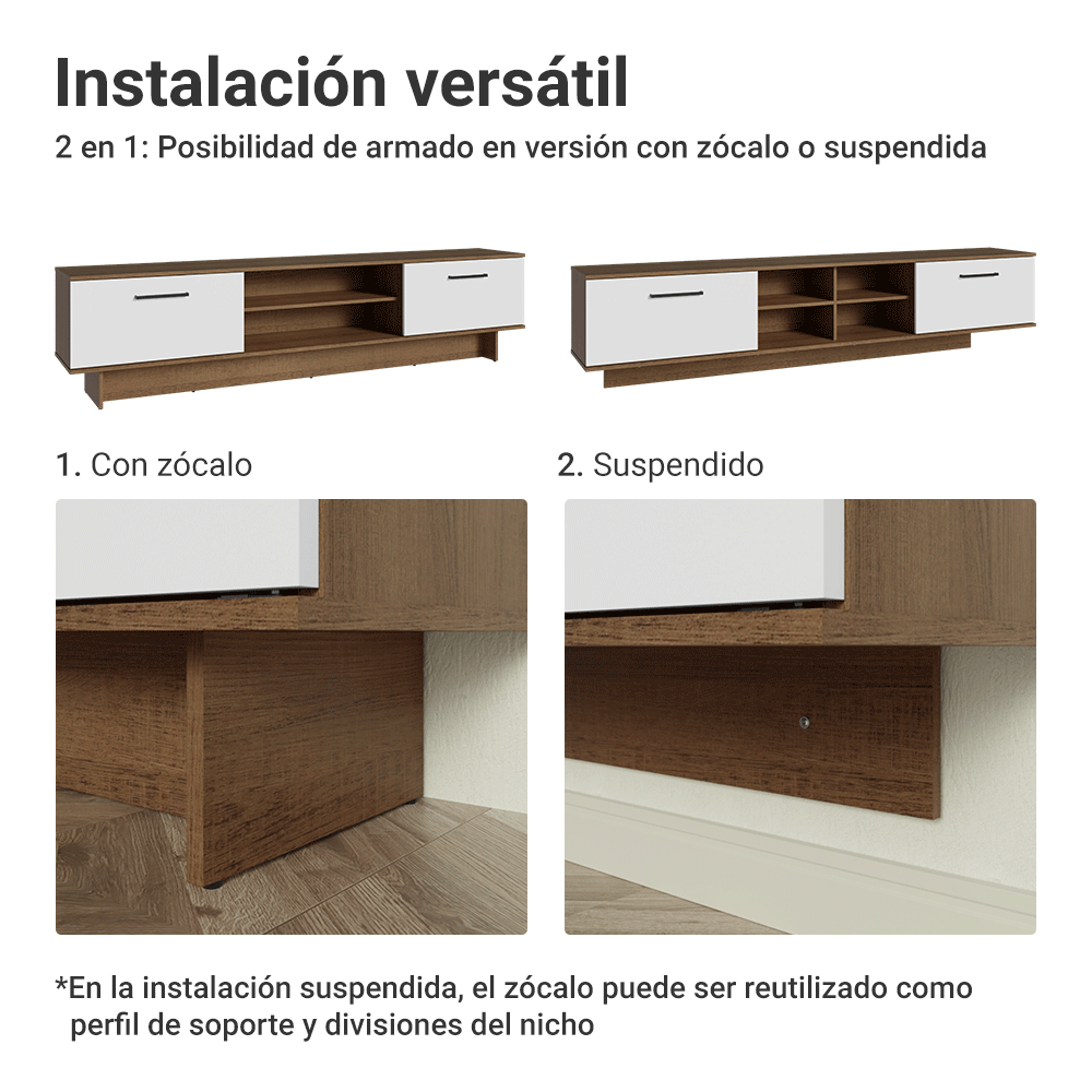 Centro de Entretenimiento Mesa para TV Agata Hasta 80 Pulgds