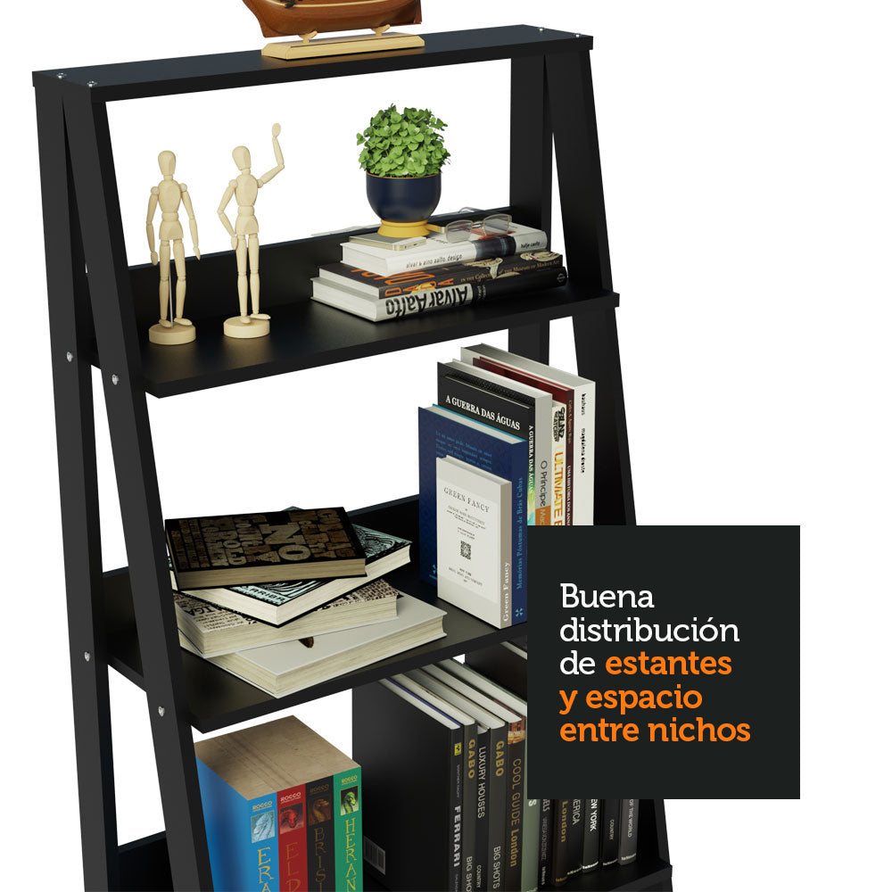 Mueble Estante Librero 61 cm con 4 Niveles Negro Madesa