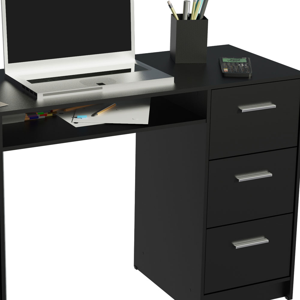 Escritorio de Oficina 136 cm Alaska 1 Puerta 3 Cajones Negro Madesa