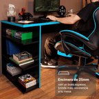 Escritorio Gamer Moderno para PC y Consola NegroAzul