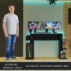 Escritorio Gamer Moderno para PC y Consola 9424 Negro/Azul