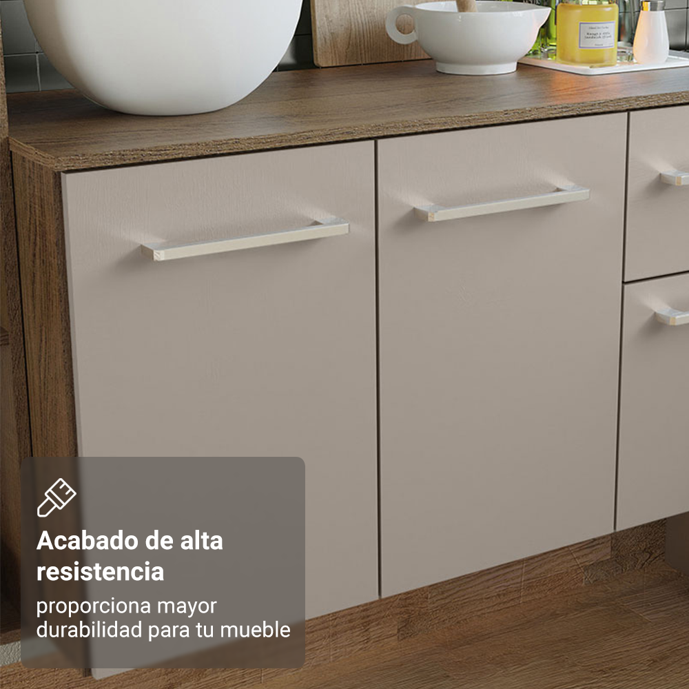 Cocina Compacta Elevada Easy 120 cm con Encimera Marrón/Crema Madesa