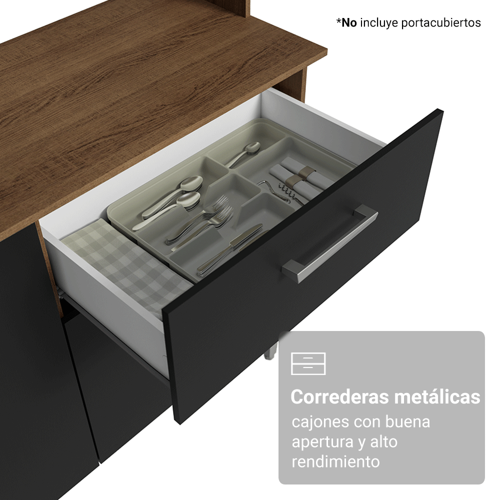Mueble de Cocina Compacta Aura 2.00 Metros MarrónNegro