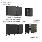 Cocina Integral Reims 1.80 m con Encimera Negro 80