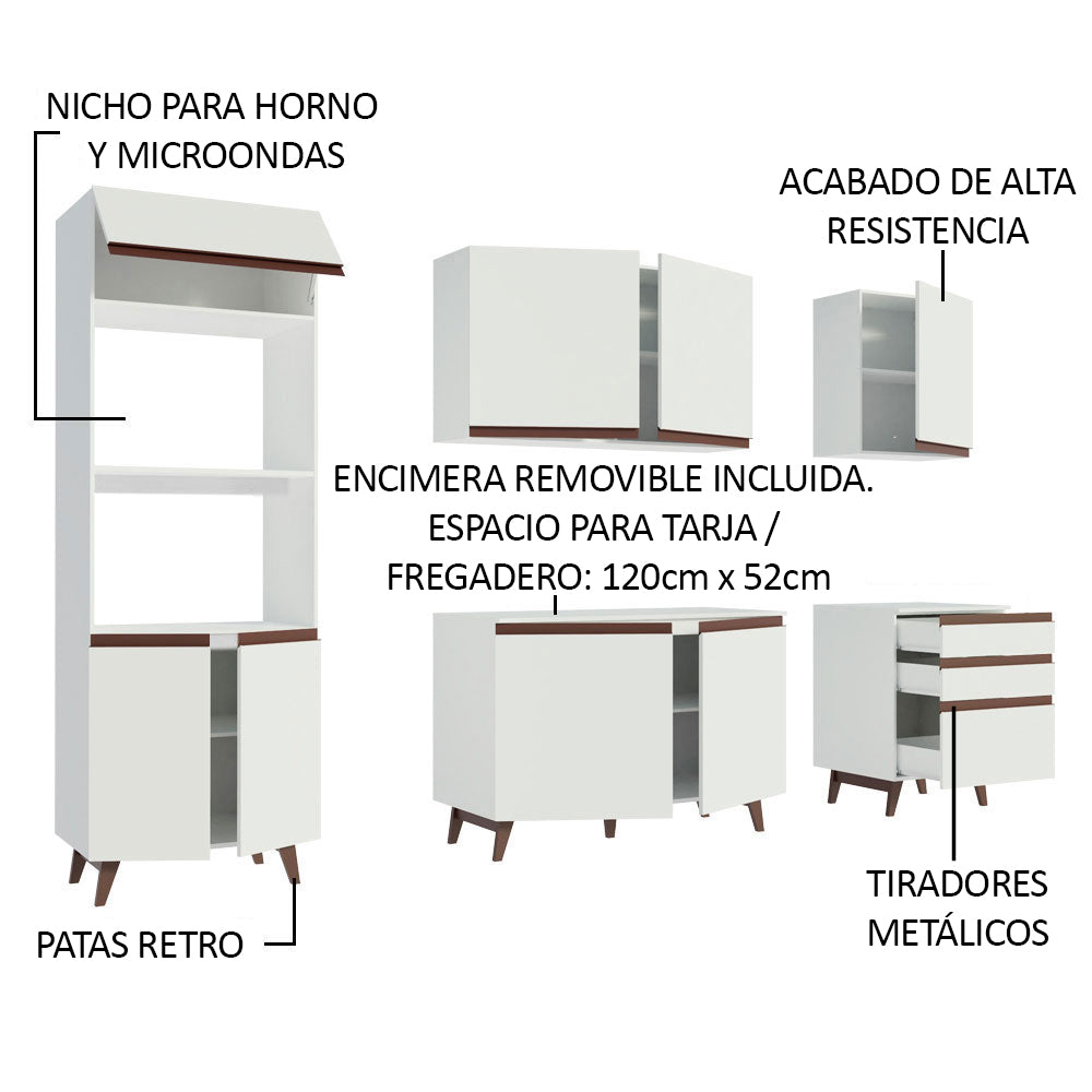 Cocina Integral Reims 2.50 m con Encimera Blanco