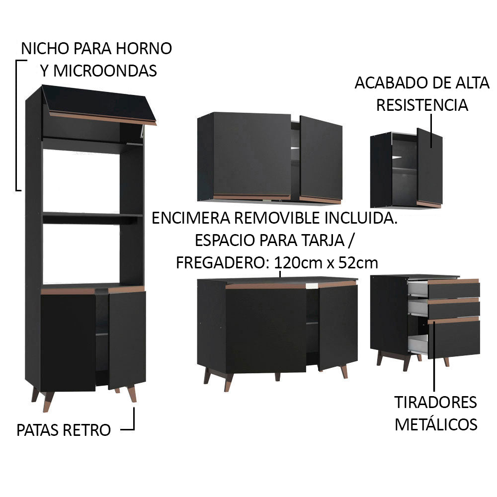 Cocina Integral Reims 2.50 m con Encimera Negro