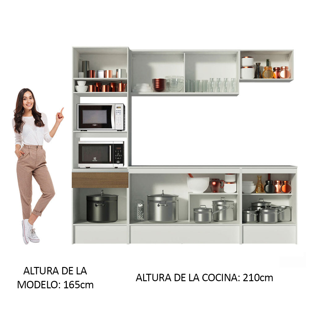 Cocina Integral Topazio 2.40 m con Encimera Blanco/Marrón