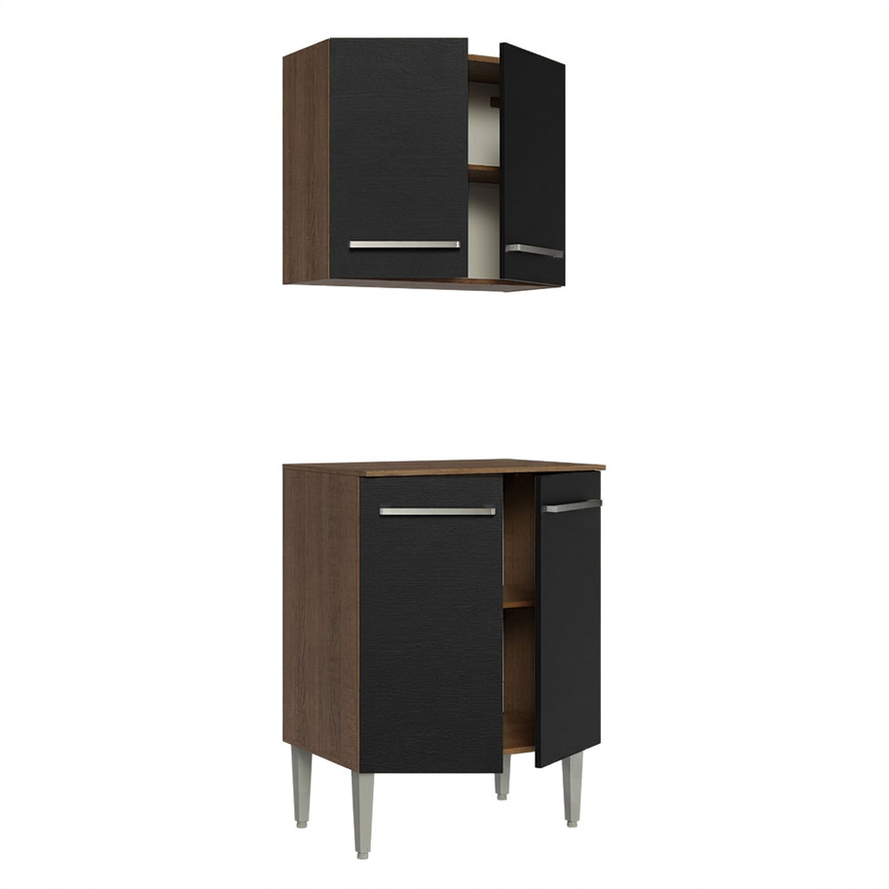 Kit Mueble de Cocina Superior y Mueble Bajo Emilly 64 cm