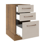 Mueble de Cocina Bajo Agata 3 Cajones 40 cm x 60 cm sin Encimera Marrón/Crema