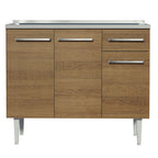 Mueble de Cocina Emilly 1.05 m con Mesón de Acero Marrón