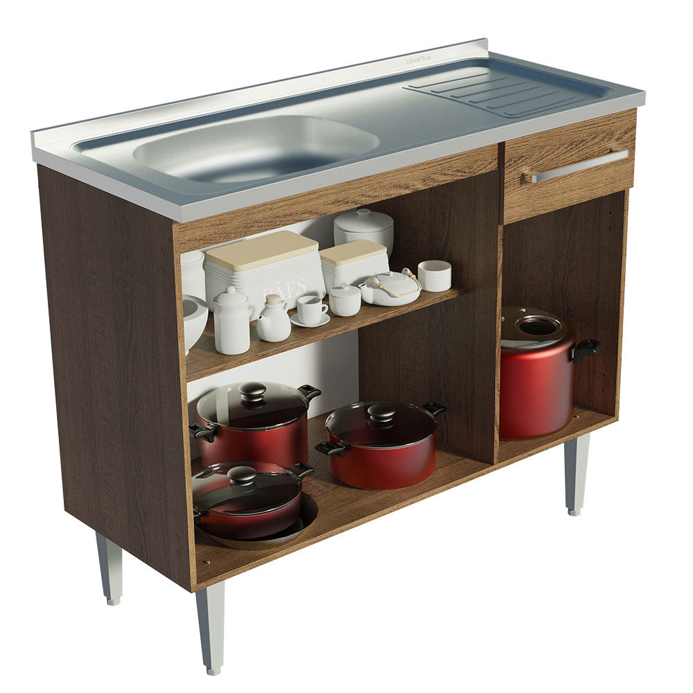 Mueble de Cocina Emilly 1.05 m con Mesón de Acero