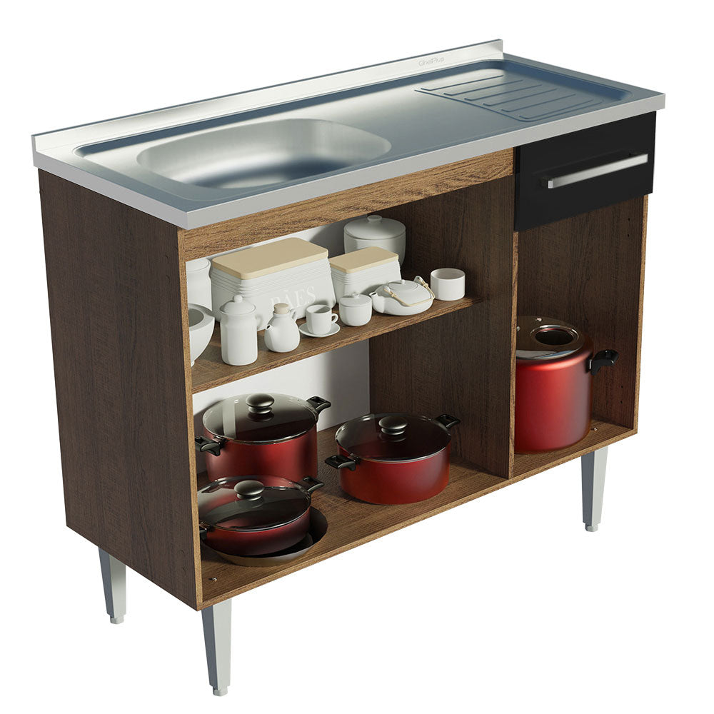Mueble de Cocina Emilly 1.05 m con Mesón de Acero