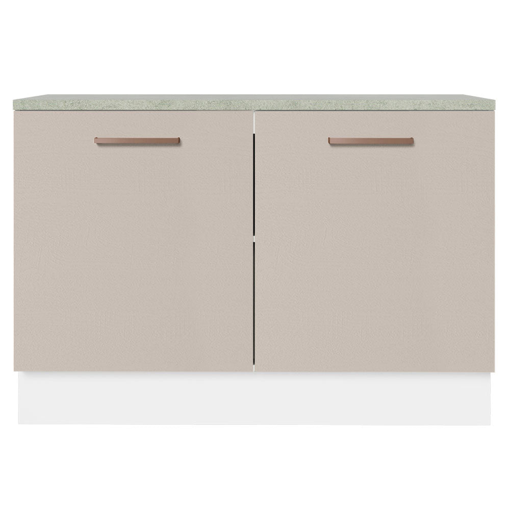 Mueble de Cocina Bajo Agata 1.20 m 2 Puertas con Encimera de MDP Blanco/Crema