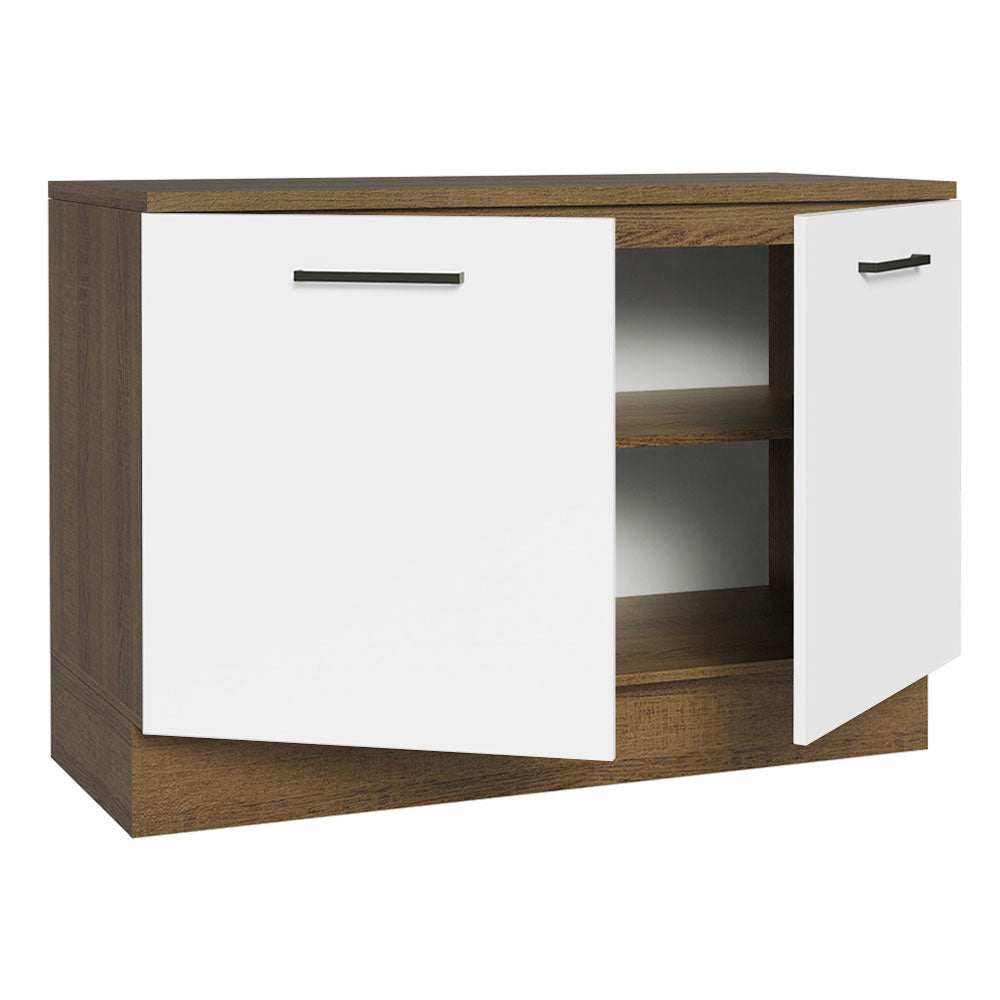 Mueble de Cocina Bajo Agata 1.20 m 2 Puertas con Encimera Marrón/Blanco