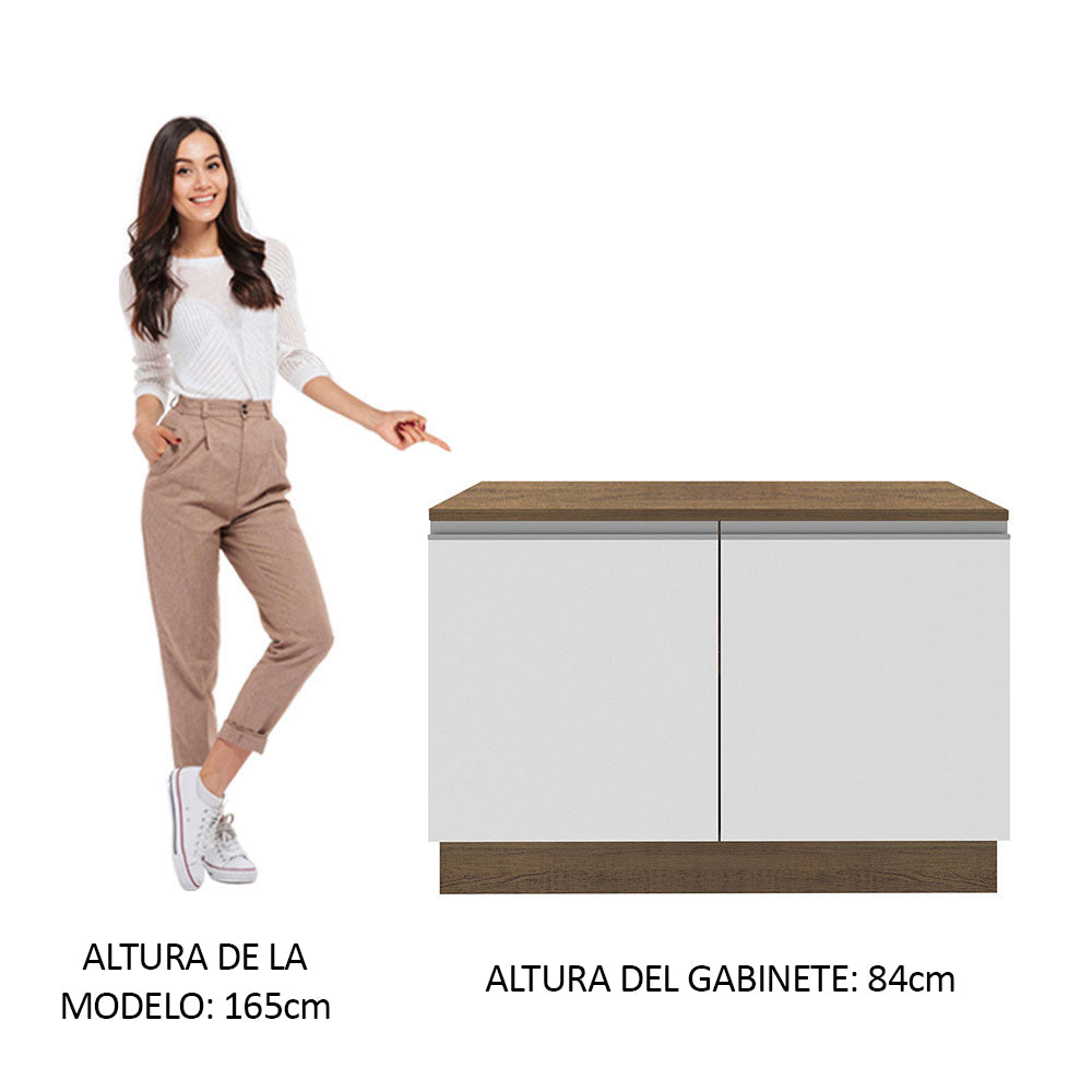 Mueble de Cocina Bajo Glamy 1.20 m 2 Puertas con Encimera Marrón/Blanco