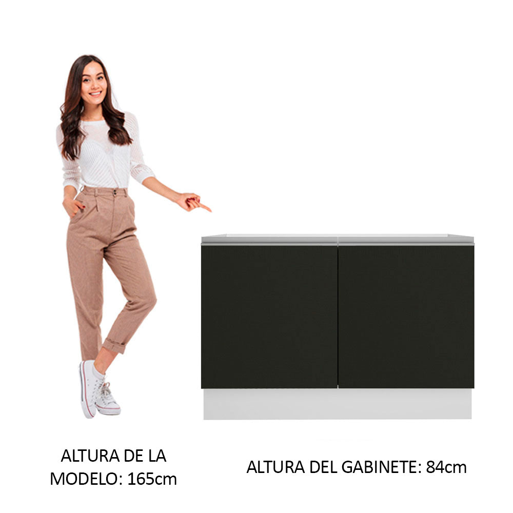 Mueble de Cocina Bajo Glamy 1.20 Metros 2 Puertas Blanco/Negro