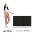 Mueble de Cocina Bajo Glamy 1.20 Metros 2 Puertas Blanco/Negro