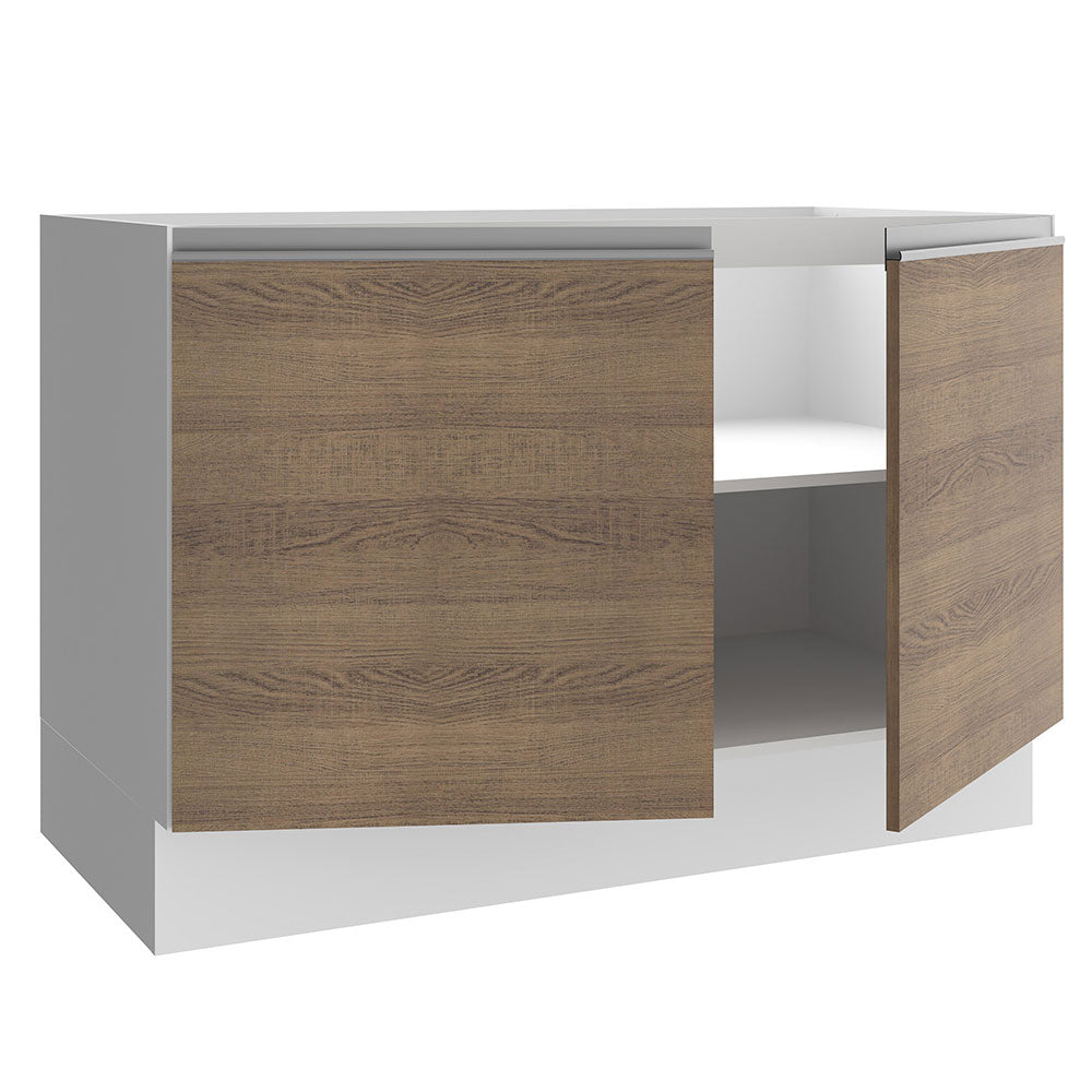 Mueble de Cocina Bajo Glamy 1.20 Metros 2 Puertas Blanco/Marrón
