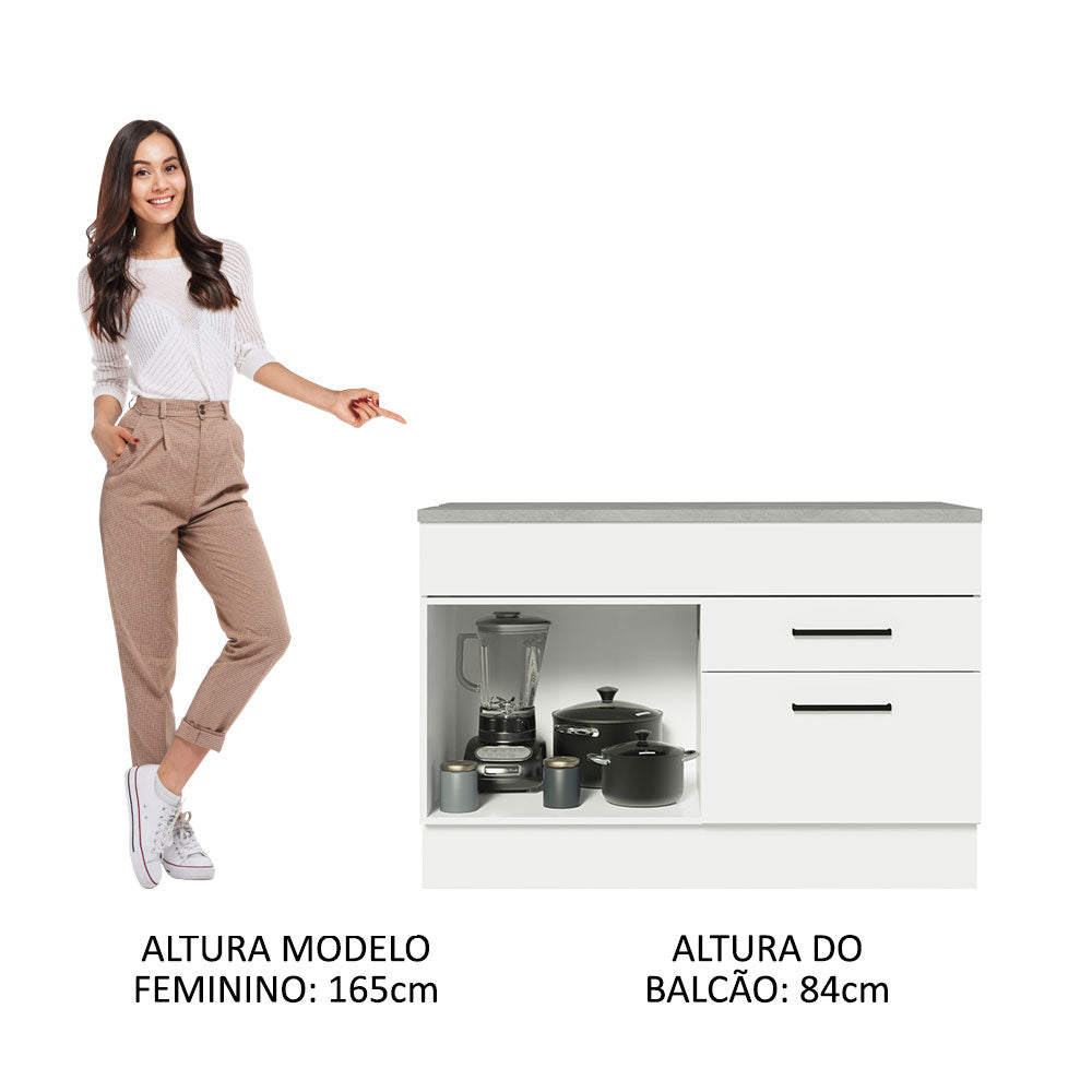 Mueble de Cocina Bajo Agata 1.20 m 1 Puerta 2 Cajones con Encimera