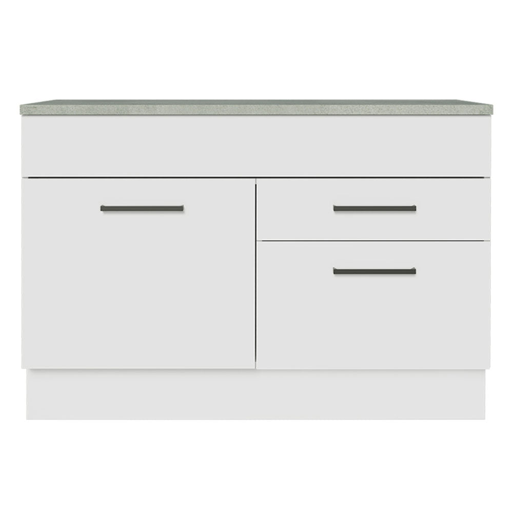 Mueble de Cocina Bajo Agata 1.20 m 1 Puerta 2 Cajones con Encimera Blanco