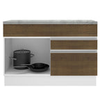 Mueble de Cocina Bajo Glamy 1.20 m 1 Puerta 2 Cajones con Encimera Blanco/Marrón
