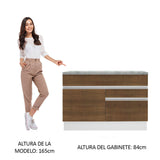 Mueble de Cocina Bajo Glamy 1.20 m 1 Puerta 2 Cajones con Encimera