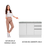 Mueble de Cocina Bajo Glamy 1.20 m 2 Puertas 3 Cajones con Encimera