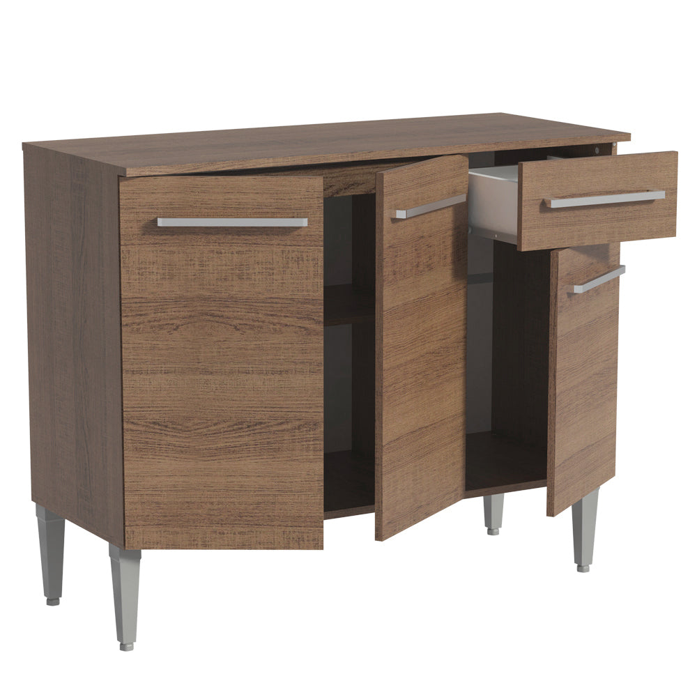 Mueble de Cocina Emilly 1.05 m 3 Puertas 1 Cajón con Encimera de MDP Marrón