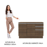 Mueble de Cocina Bajo Glamy 1.20 m 2 Puertas 3 Cajones con Encimera
