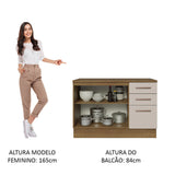 Mueble de Cocina Bajo Agata 1.20 m 2 Puertas 3 Cajones con Encimera