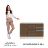 Mueble de Cocina Bajo Glamy 1.20 m 2 Puertas 3 Cajones con Encimera