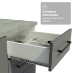 Mueble de Cocina Bajo Agata 1.20 m 2 Puertas 3 Cajones con Encimera Blanco/Gris