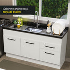 Mueble de Cocina Bajo Agata 1.50 m 2 Puertas 2 Cajones Blanco