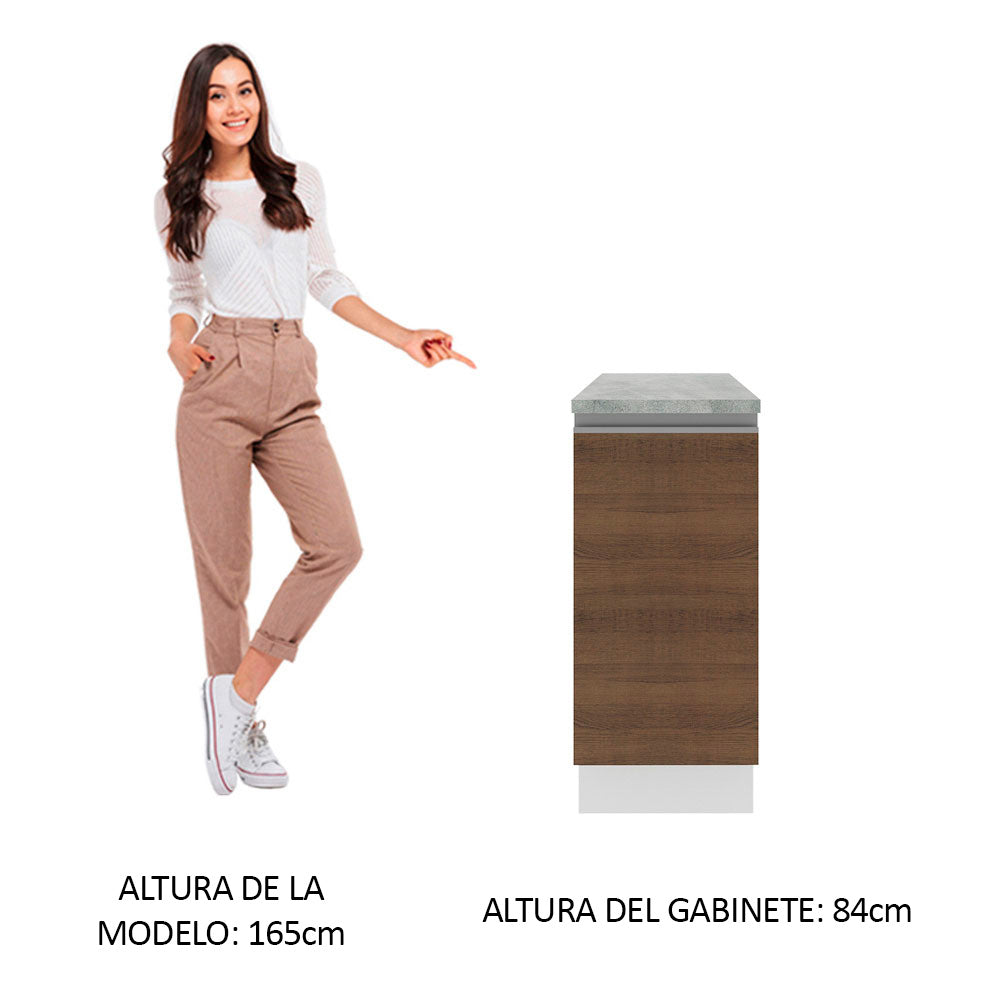 Mueble de Cocina Bajo Glamy 35 cm 1 Puerta Blanco/Marrón