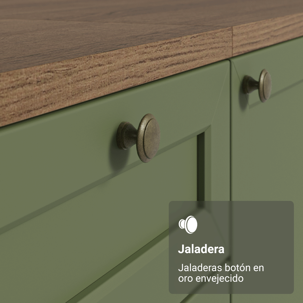 Mueble de Cocina Bajo Vik 35 cm 1 Puerta Marrón/Verde