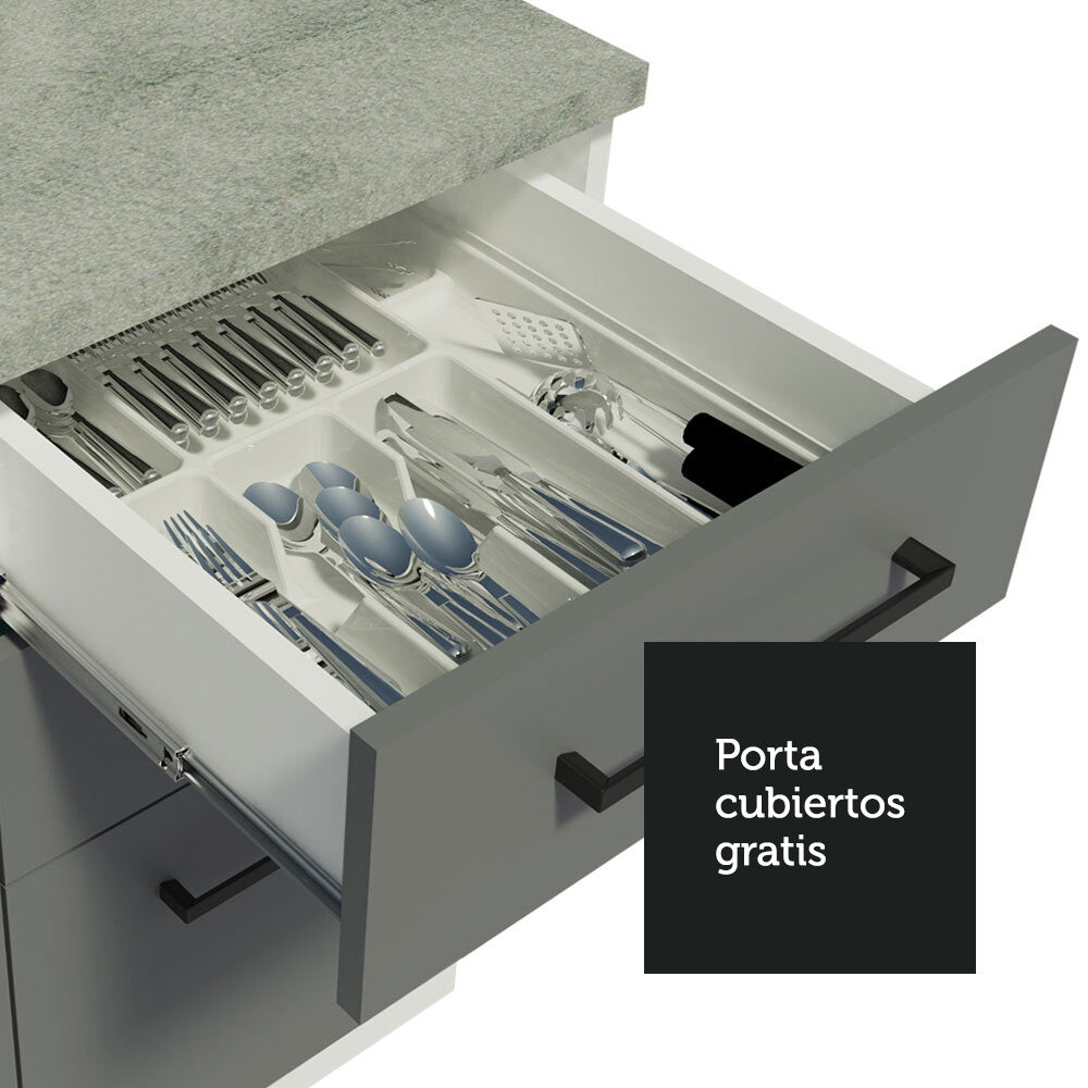Mueble de Cocina Bajo Agata 40 cm 3 Cajones Blanco/Gris