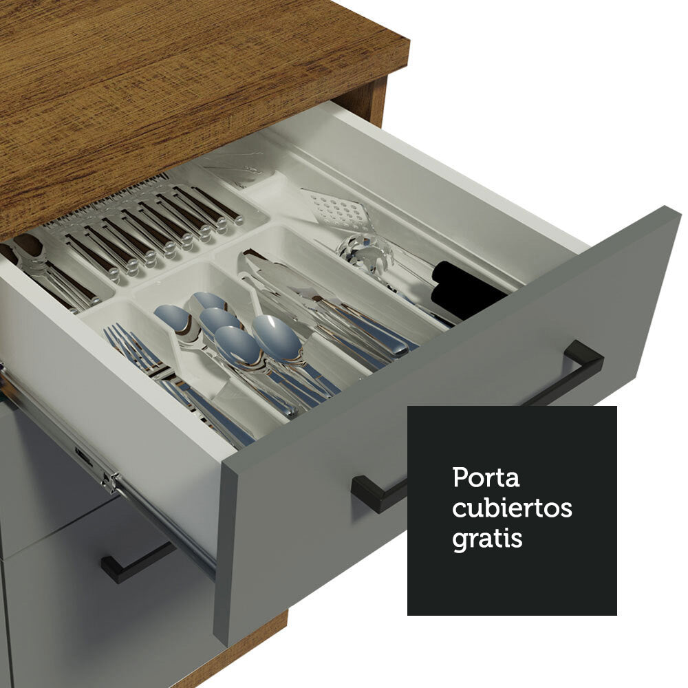 Mueble de Cocina Bajo Agata 40 cm 3 Cajones Marrón/Gris