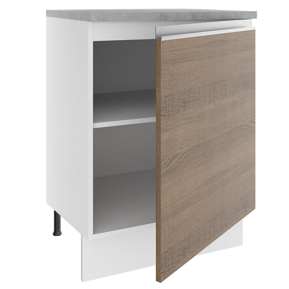 Mueble de Cocina Bajo Glamy 60 cm 1 Puerta Blanco/Marrón