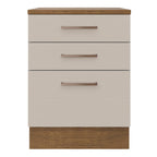 Mueble de Cocina Bajo Agata 60 cm 3 Cajones Marrón/Crema