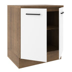 Mueble de Cocina Bajo Agata 70 cm 2 Puertas Marrón/Blanco