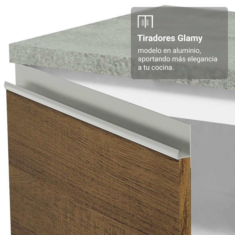 Mueble de Cocina Bajo de Esquina Glamy 1 Puerta Blanco/Marrón