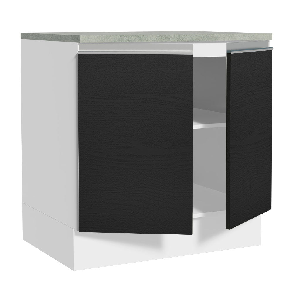 Mueble de Cocina Bajo Glamy 80 cm 2 Puertas Blanco/Negro