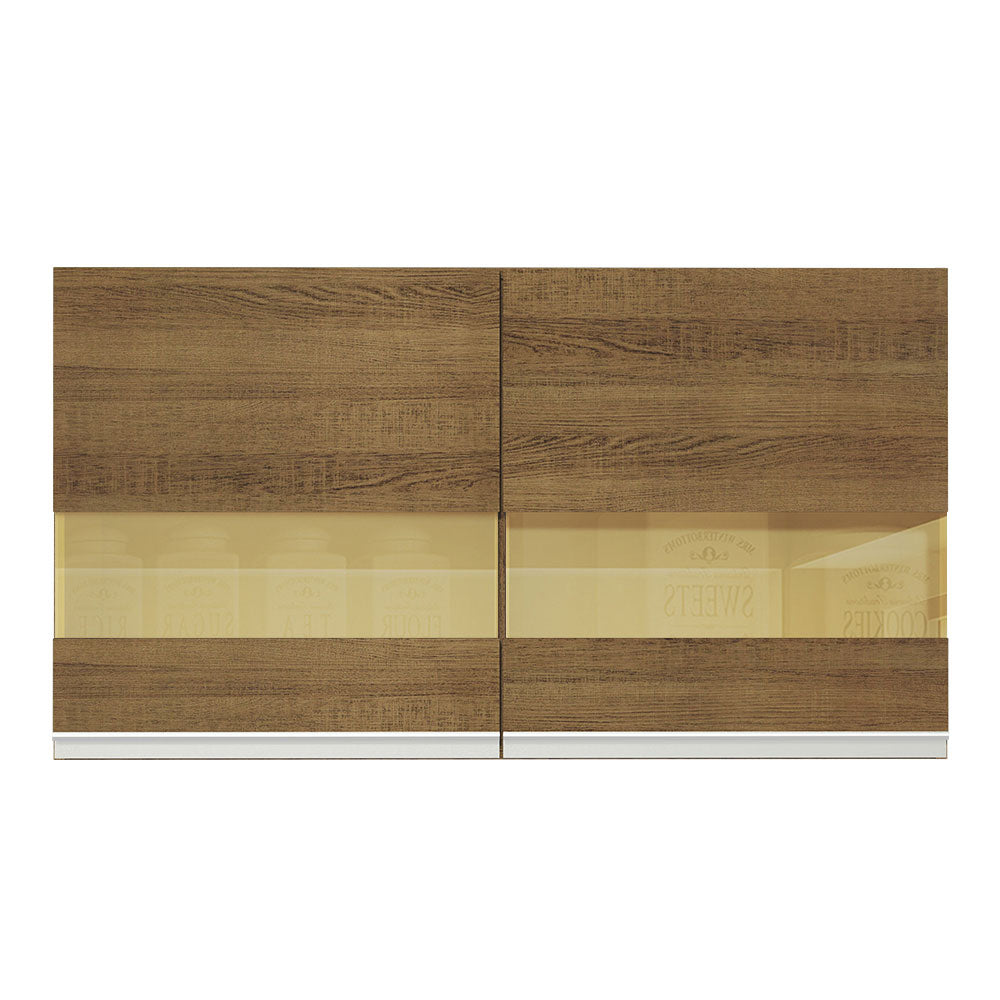 Mueble de Cocina Superior Glamy 1.20 m 2 Puertas con Cristal Reflex Marrón