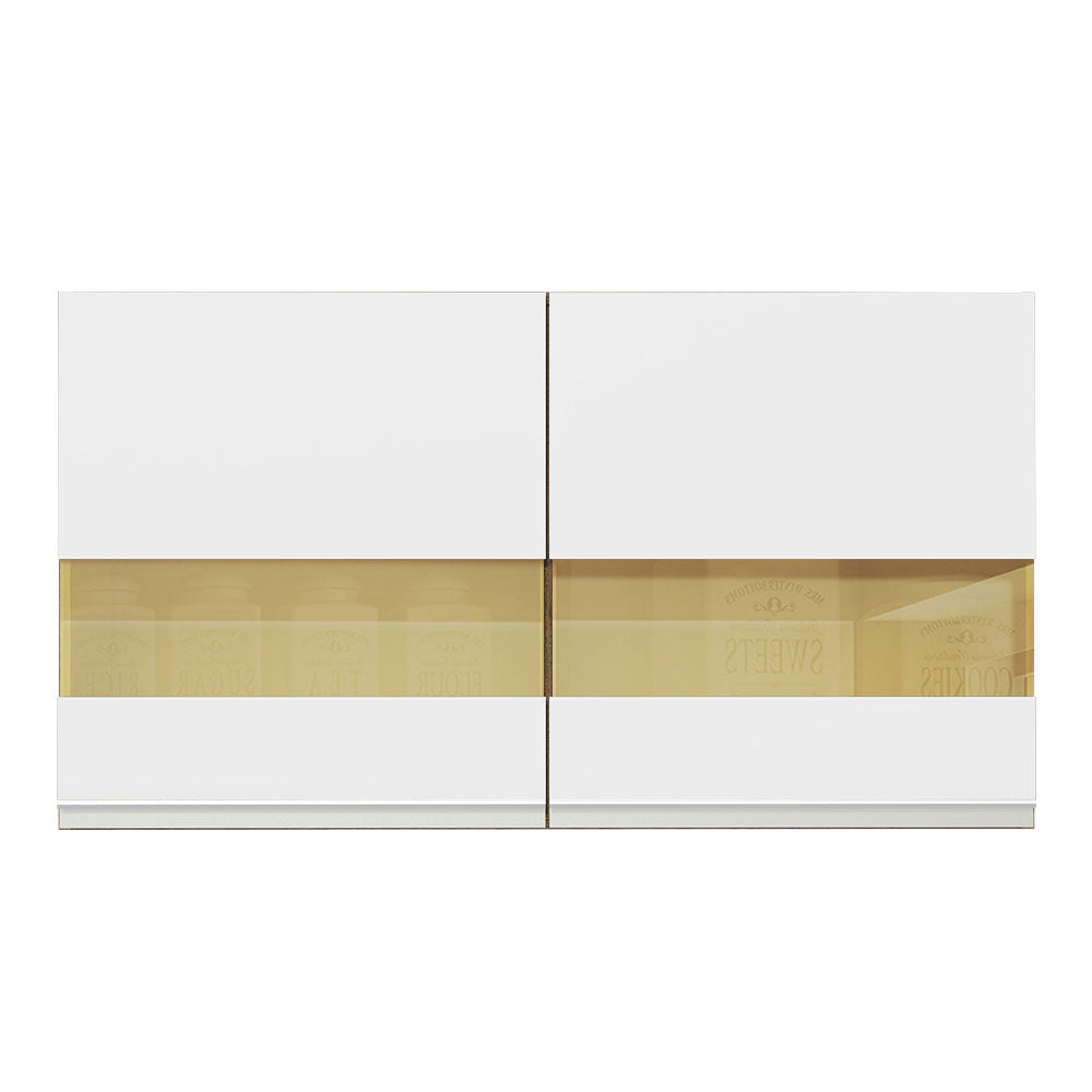 Mueble de Cocina Superior Glamy 1.20 m 2 Puertas con Cristal Reflex Marrón/Blanco