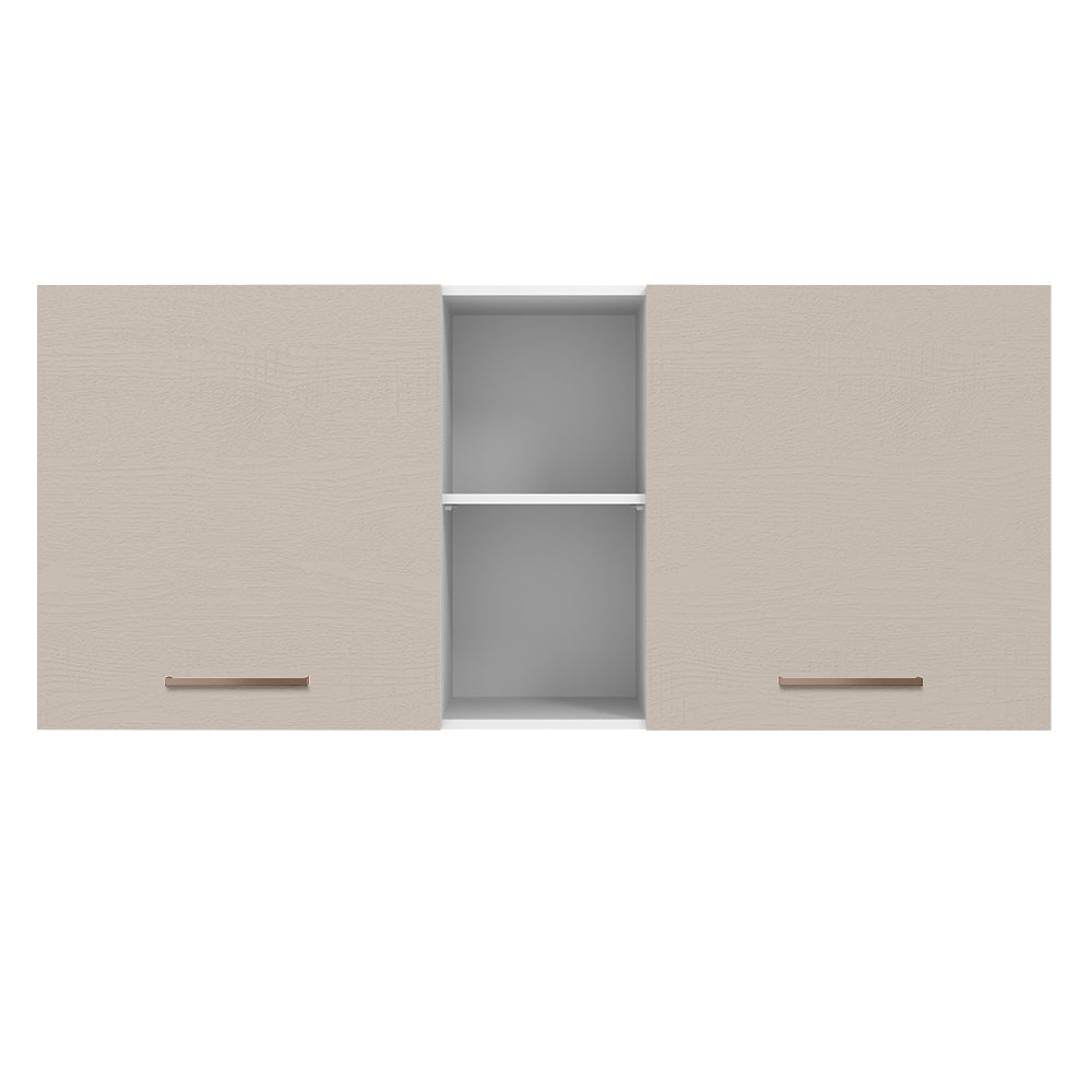 Mueble de Cocina Superior Agata 1.50 m 2 Puertas 2 Nichos Centrales Blanco/Crema