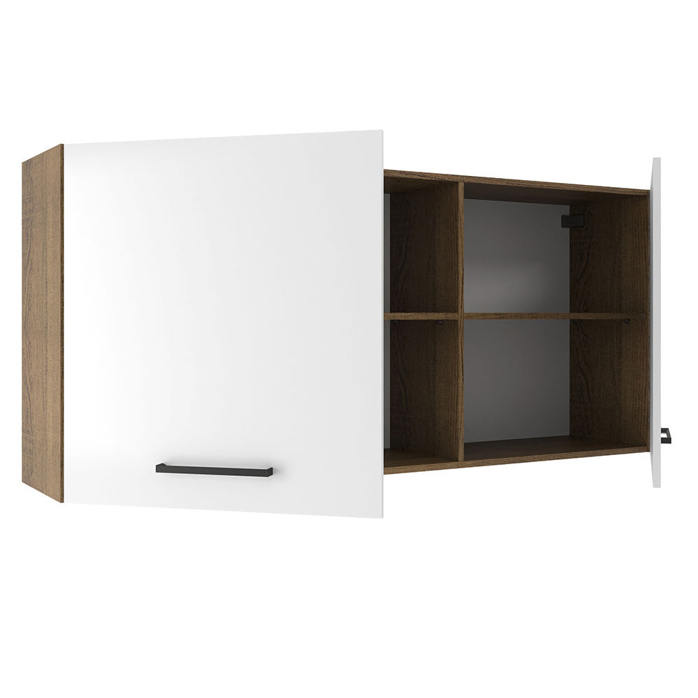 Mueble de Cocina Superior Agata 1.50 m 2 Puertas 2 Nichos Centrales Marrón/Blanco