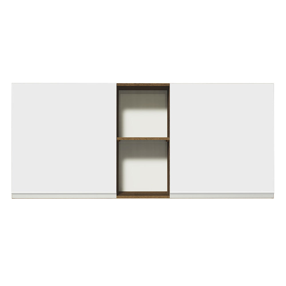 Mueble de Cocina Superior Glamy 1.50 m 2 Puertas 2 Nichos Centrales Marrón/Blanco