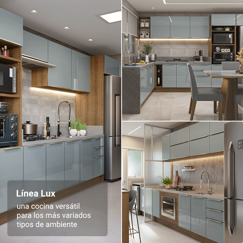 Mueble de Cocina Superior Lux 60 cm 1 Puerta con Vidrio Superpuesto Marrón/Gris
