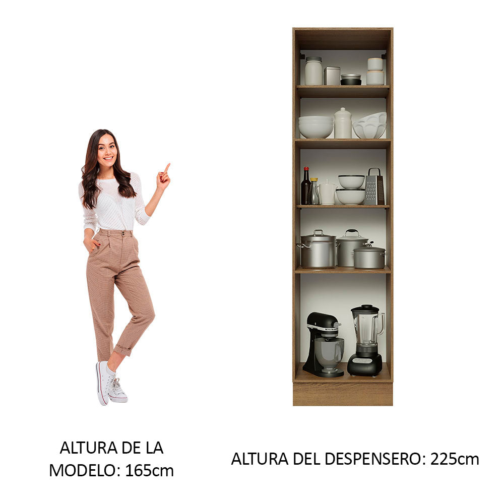 Mueble de Cocina Armario Vertical Glamy 3 Puertas Marrón